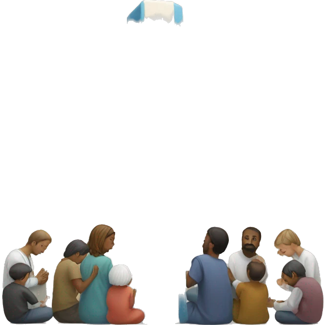 Cross with people praying around it emoji