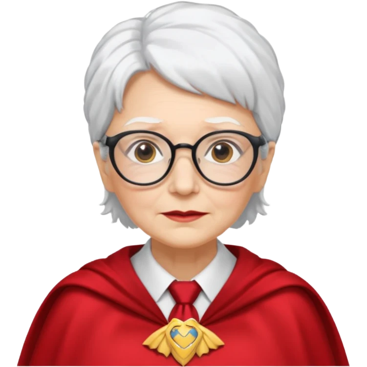 An older woman with glasses and white hair, in a red tie and cape (might resemble Professor McGonagall). emoji