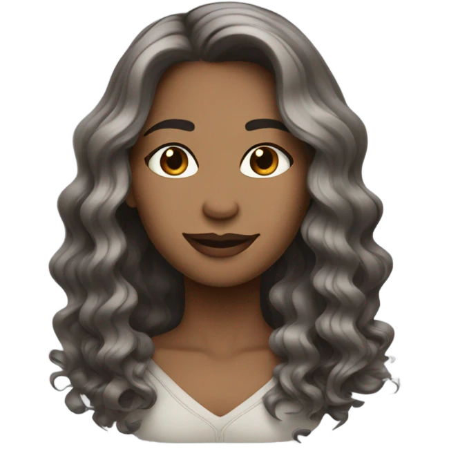 shoulder length wavy brown and grey  hair emoji