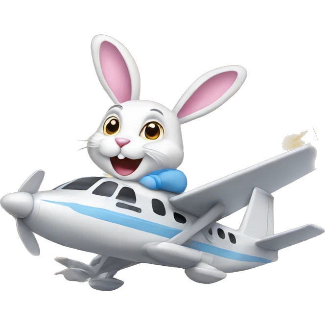 Easter bunny riding on a plane emoji