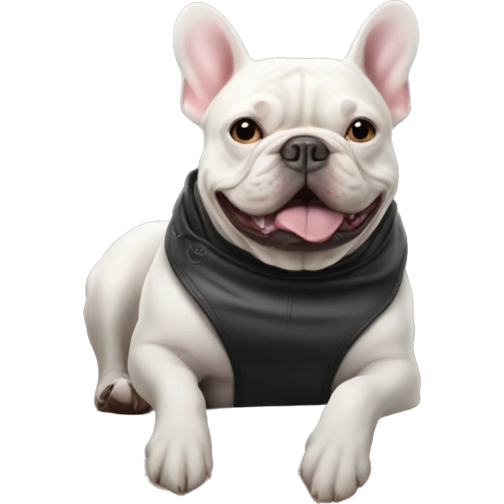 French bull dog in a Tesla emoji