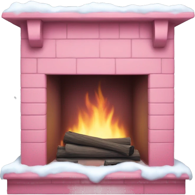 Winter Pink FirePlace, with snow on it emoji