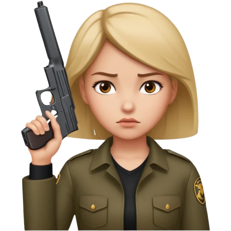 Girl holding a gun hand to head emoji