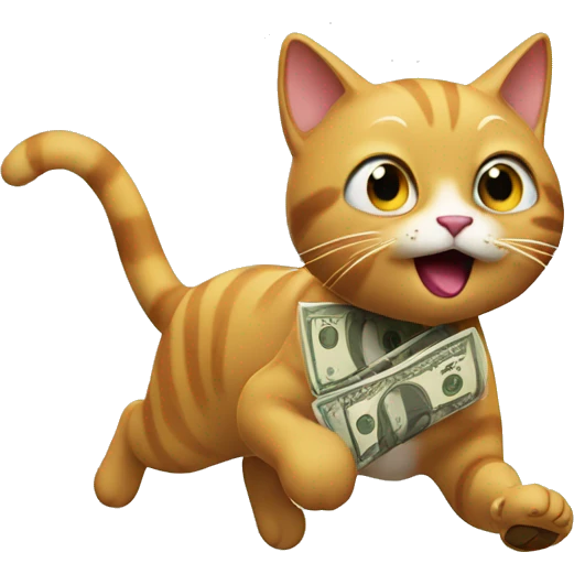 Cat running for money emoji