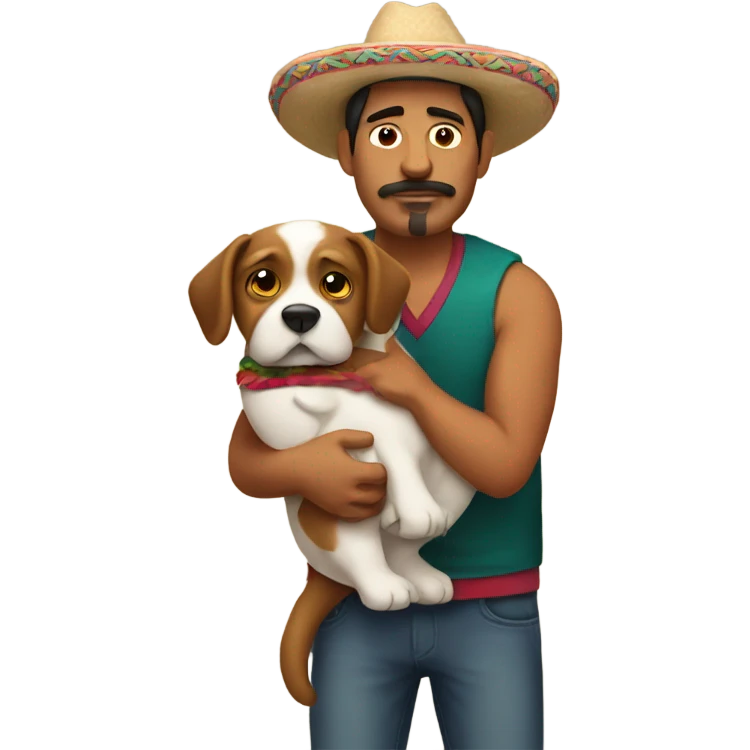 mexican man holding a fat dog emoji