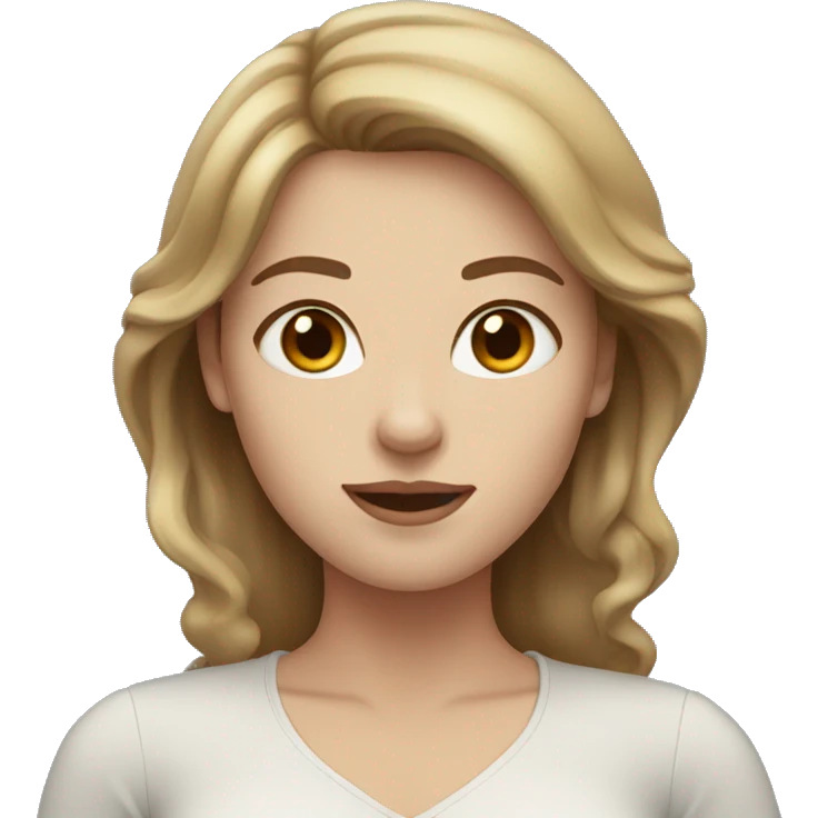 woman with light brown hair and blue eyes  emoji
