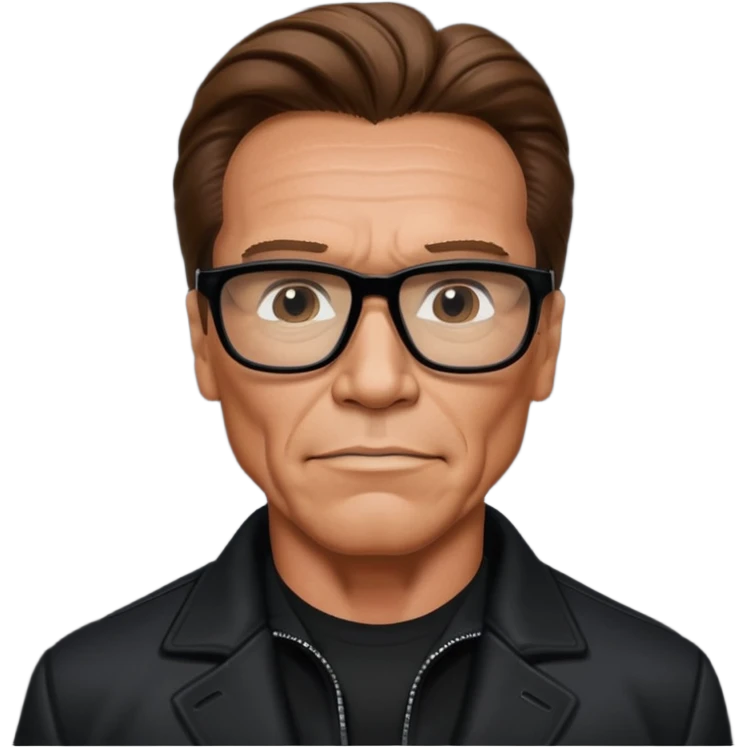 terminator shwartzneger only top in black galssess and his black jacket emoji