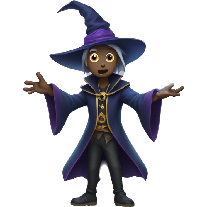 Dark magician casting a spell, iOS emoji style art emoji