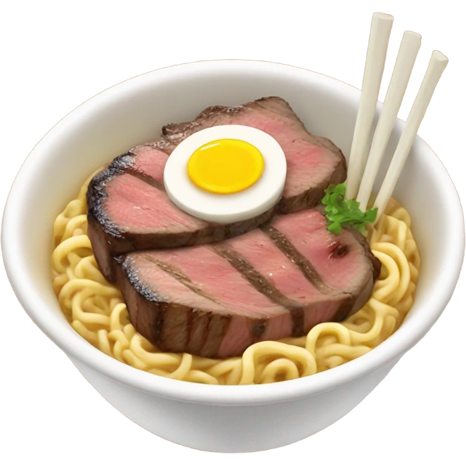 Ramen noodles with steak emoji