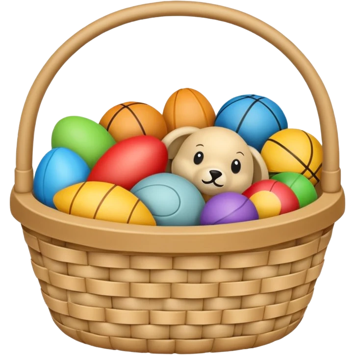 Beige basket full of toys emoji