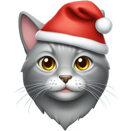 Grey cat with christmas hat emoji