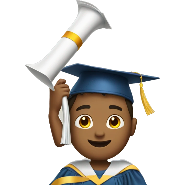 boy wearing a graduation cap and holding a diploma in his hand emoji