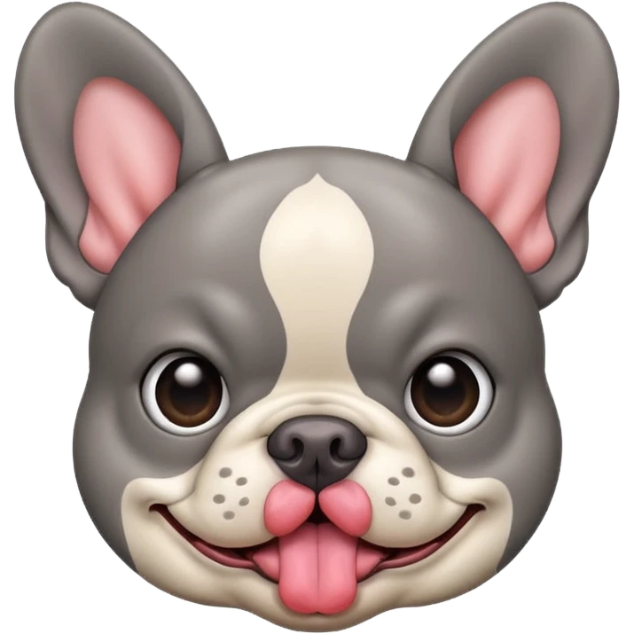 Grey Frenchie with tongue sticking out  emoji