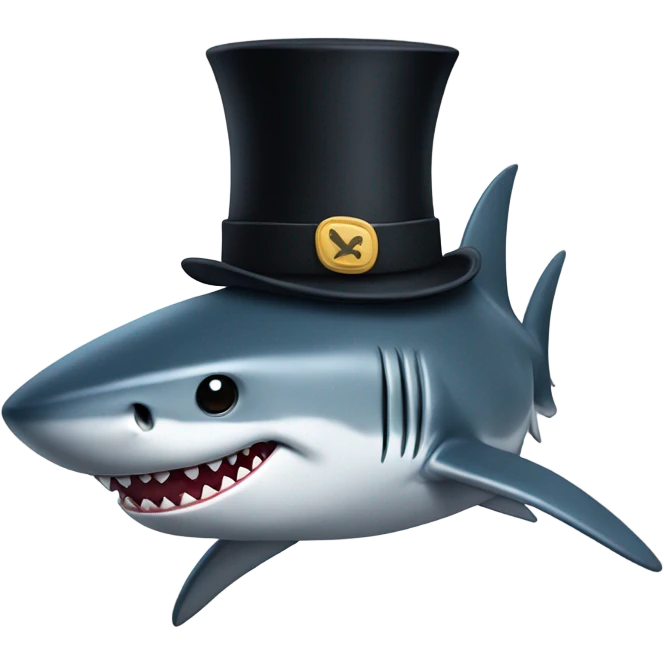 Shark with a top hat emoji