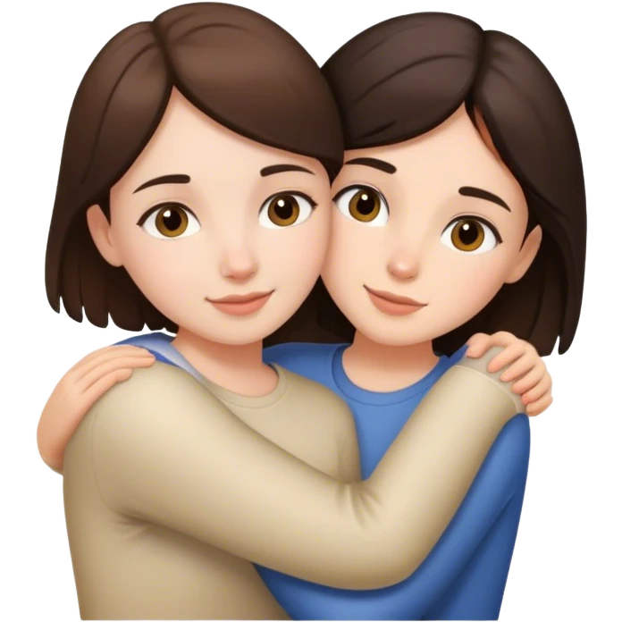 1 brunette girl and 1 light brunette girl hugging eachother emoji