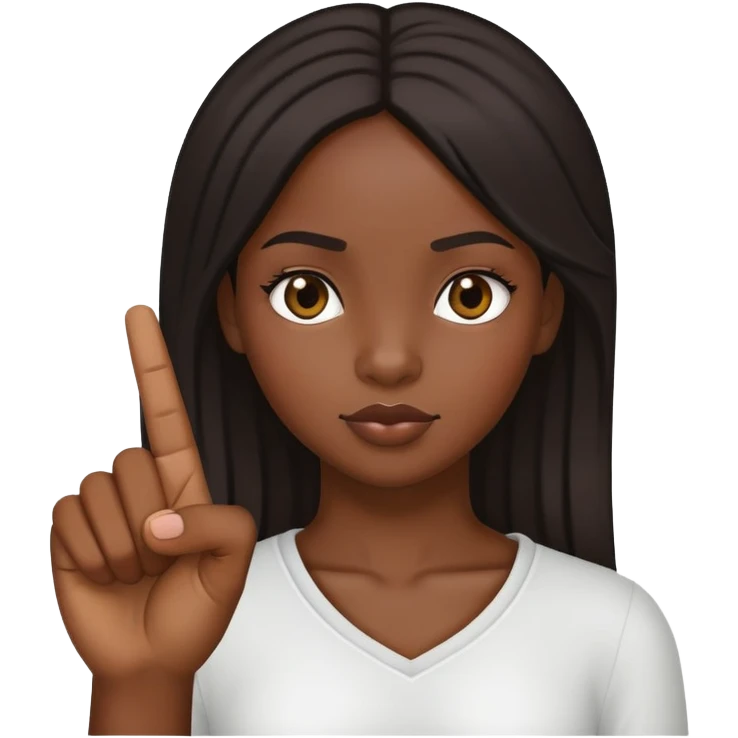 A black girl holding up a middle finger emoji