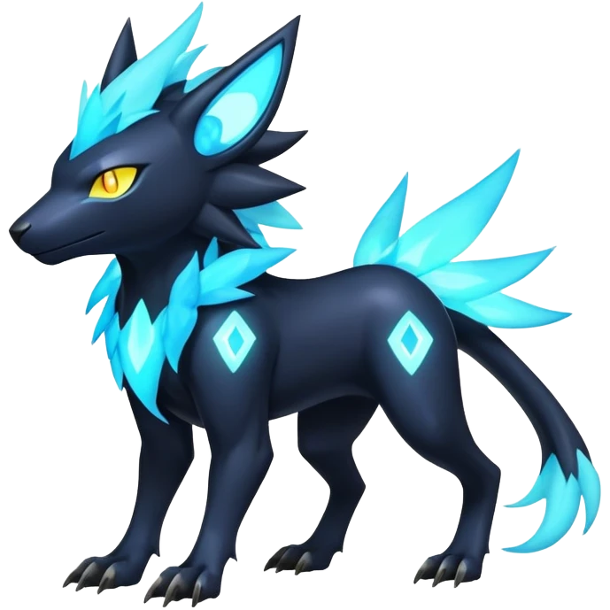  pastel dark bright vibrant futuristic lush warm-colored neon-glowing electric maned Luxray-Manectric-Fakémon-Vernid-Digimon-hybrid-creature (full body) emoji