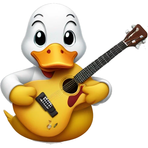 a guitar-playing duck emoji