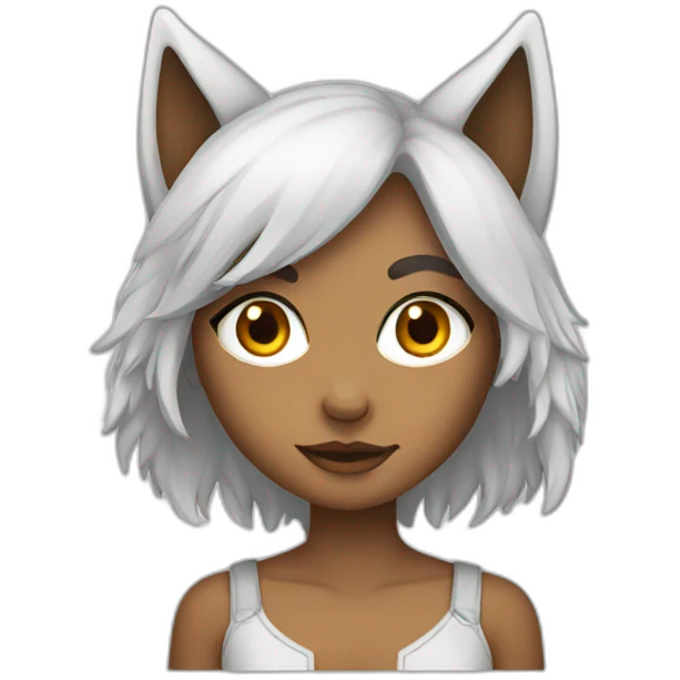 Wolf girl white emoji