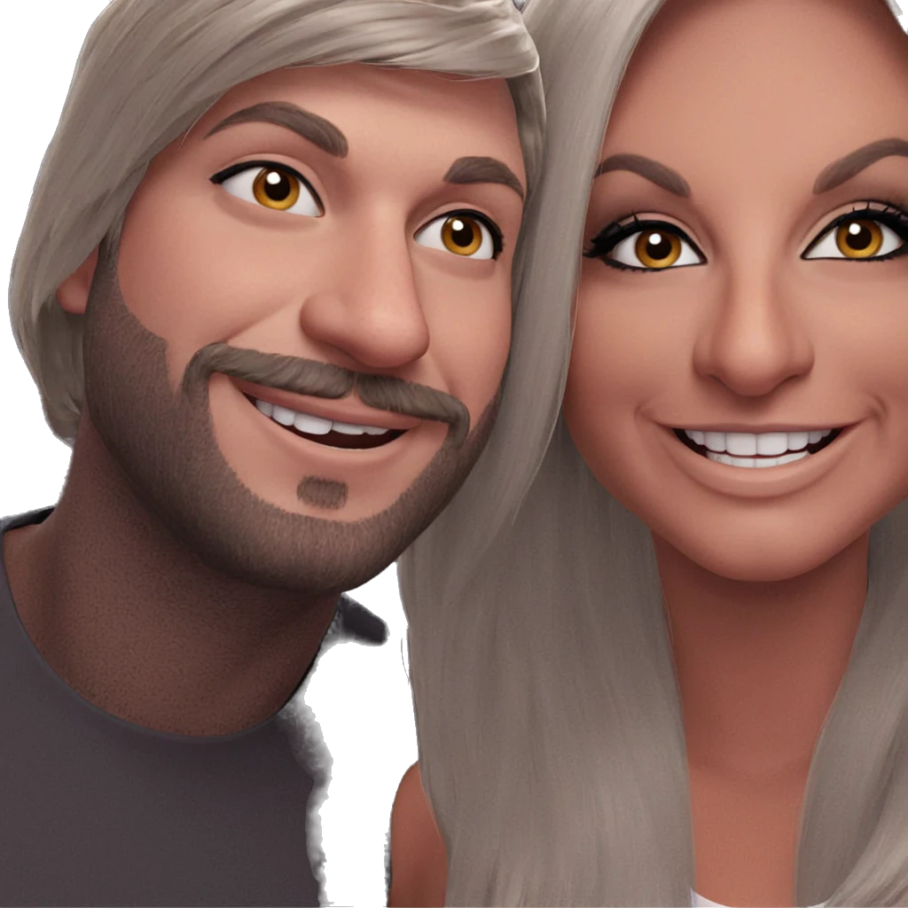 happy couple with facial hair emoji