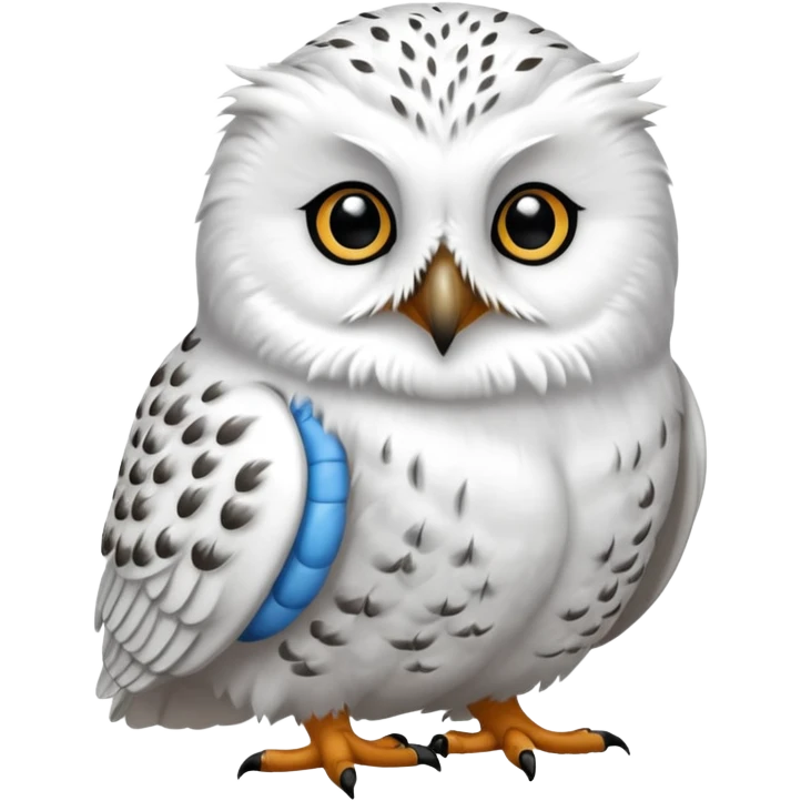 White Snowy Arctic Collared Lemming-Snowy-Owl-hybrid, full body emoji