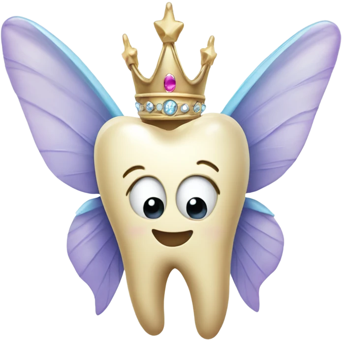 tooth with fairy wings and a tiara and wand emoji