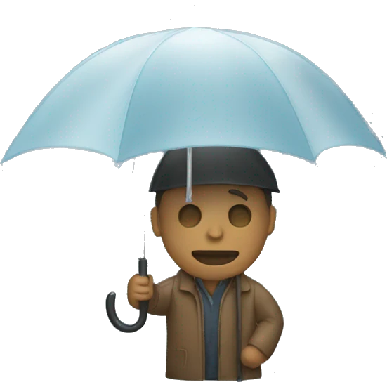 Man under umbrella raining emoji