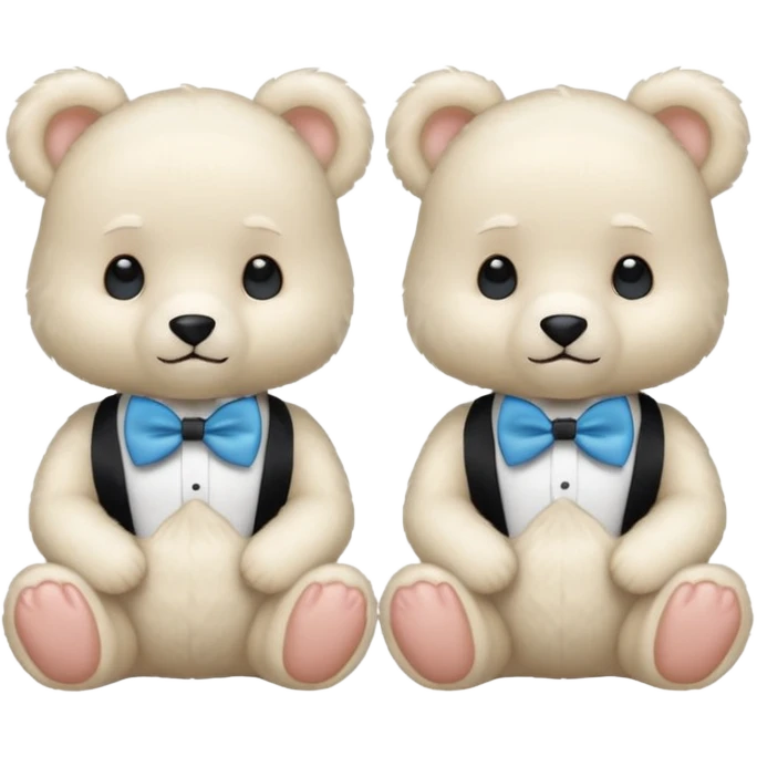sweet same little white bears with blue bow tie sitting emoji