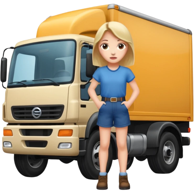 A truck hitting a girl and about to falling emoji