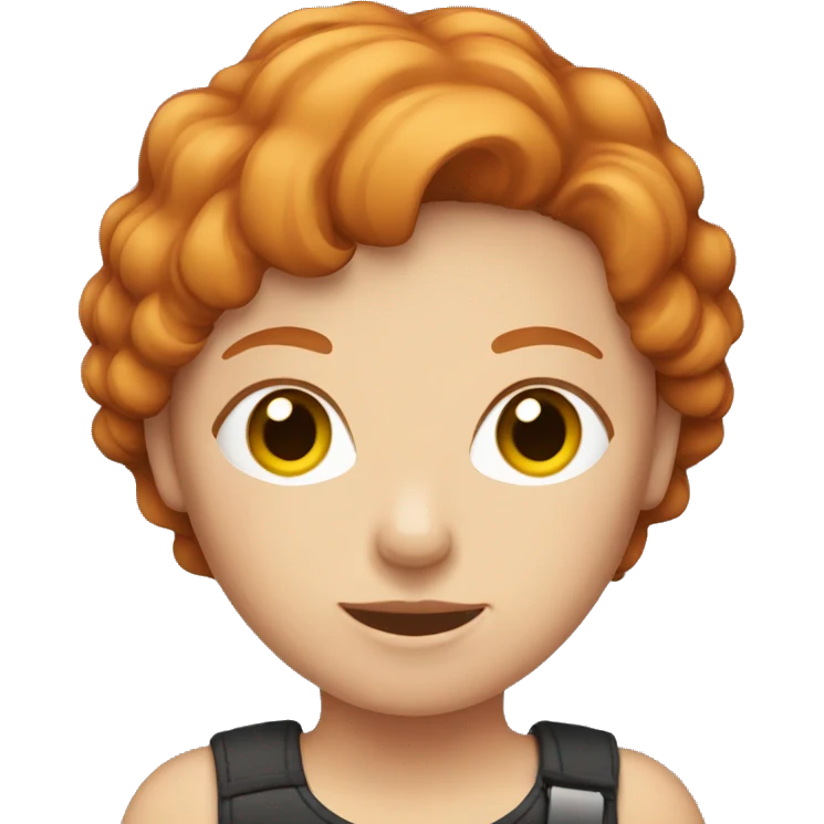 Ginger haired woman holding a cat emoji