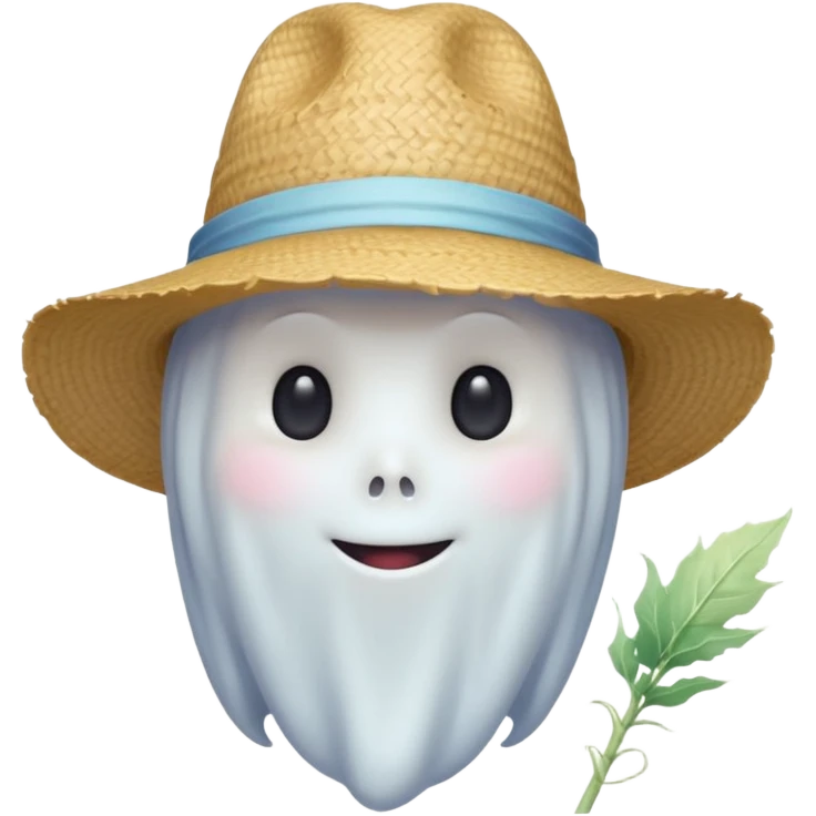 cute ghost farmer portrait, head and shoulders only, straw hat, round friendly face, soft pastel glow, harmless spirit vibe, 3D cartoon, mobile game icon style, clean background, no text, no watermark
 
 emoji
