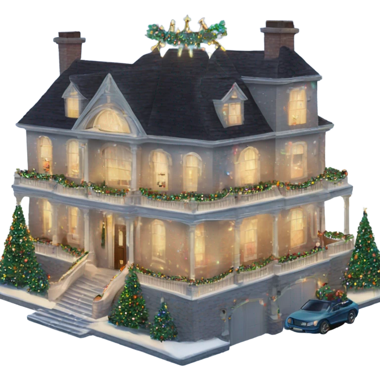 very large mansion overly decorated with lots of fancy Christmas lights and lots of Fancy christmas decorations emoji