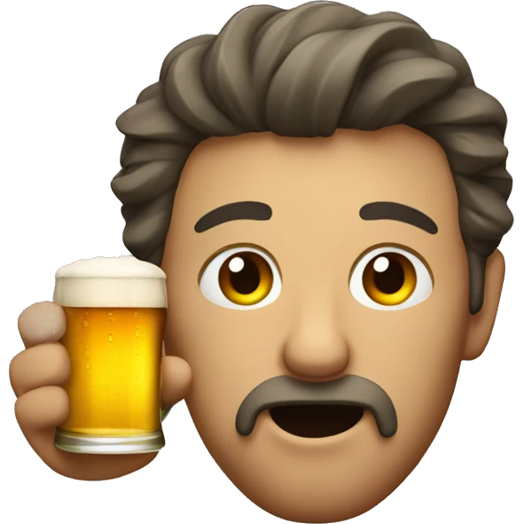 Drunk man with a beer emoji