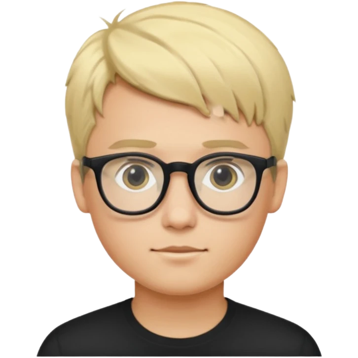 Young male with short blonde hair and black glasses emoji