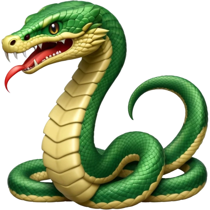 full body of angry cobra with fangs, front face  emoji