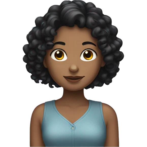 Girl with black curly hair  emoji