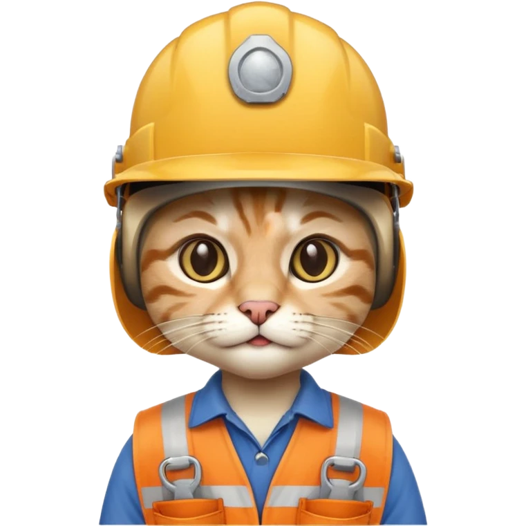 cat, handyman Outfit, wearing a Helmet emoji