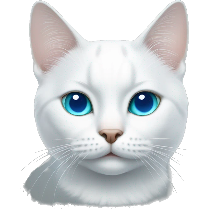 white cat with one blue eye and one green eye  emoji