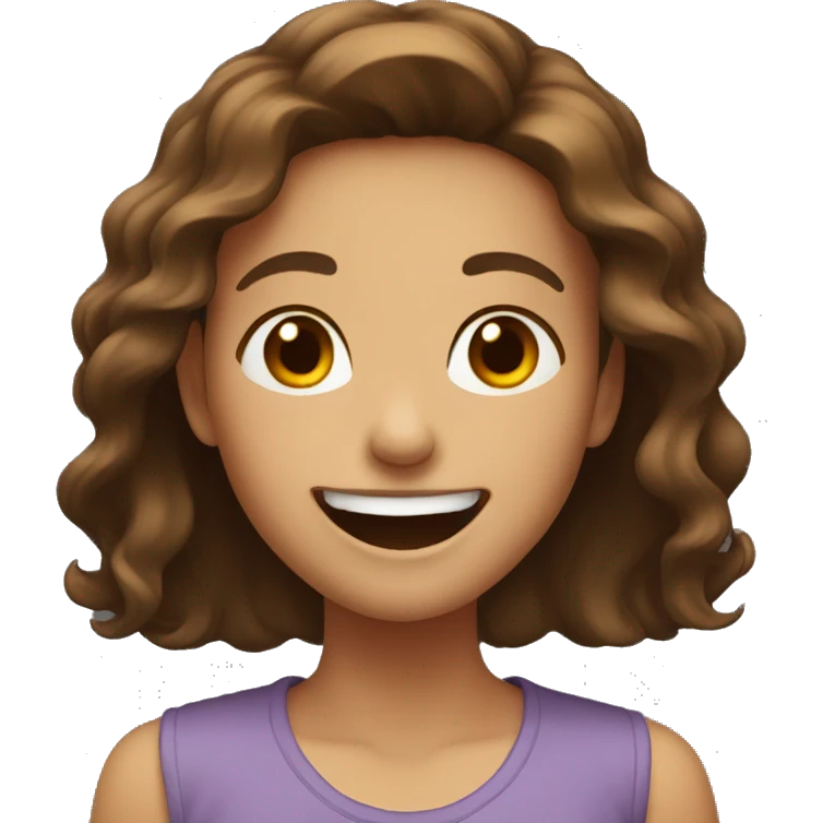 Girl with brown hair laughing  emoji