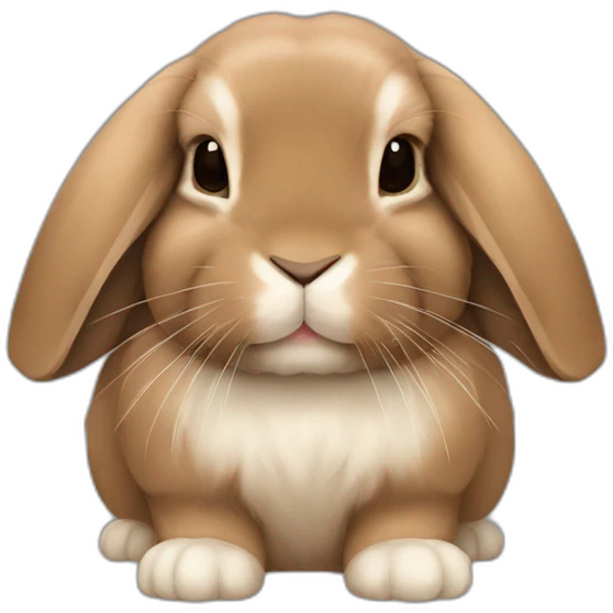 brown holland lop bunny (portrait, facing forward, iOS 17 style, happy) emoji