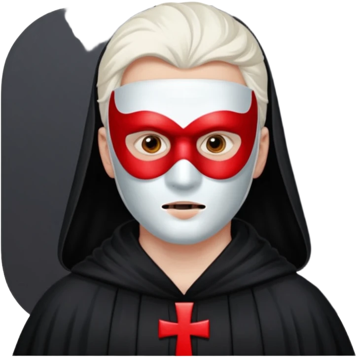 A guy in a black robe with a white mask with red symbols on it emoji