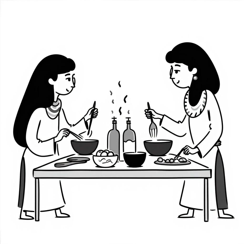 ancient Egyptian cooking scene in hieroglyphic style emoji