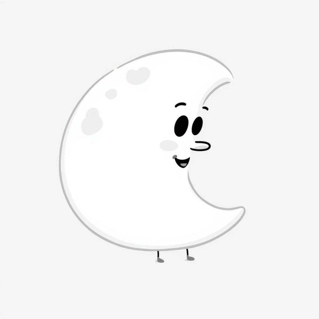 cartoon moon emoji, colored in #fb8275, animated line art style emoji