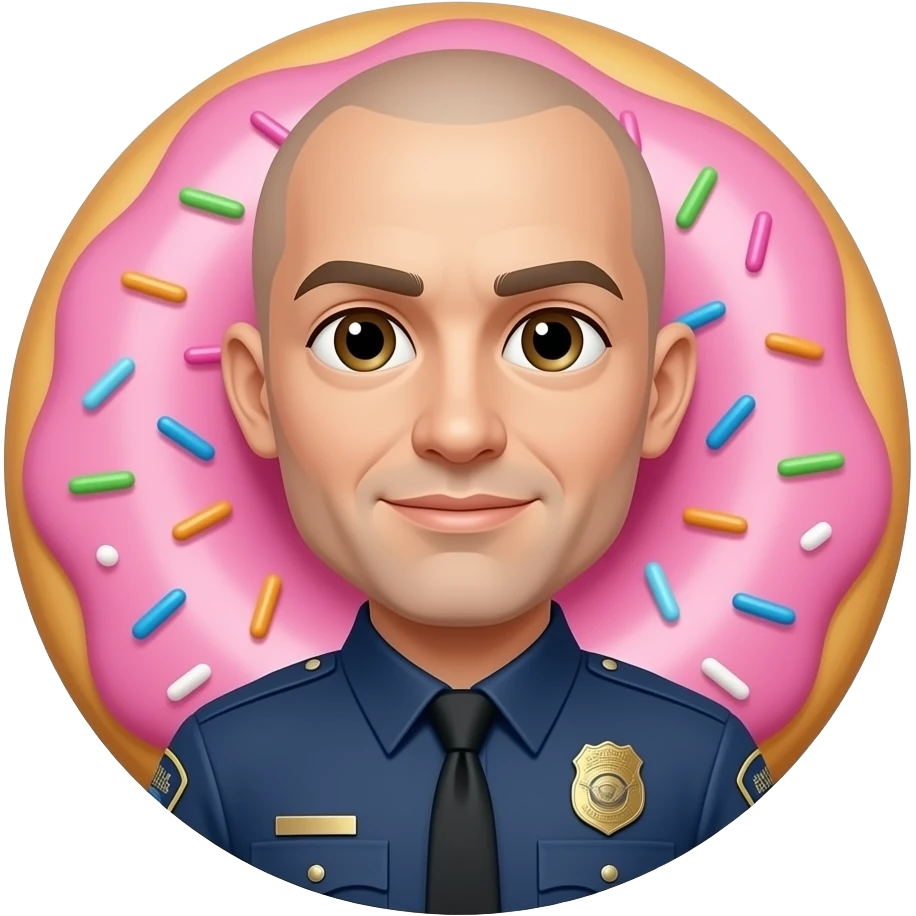 bald police with donut emoji