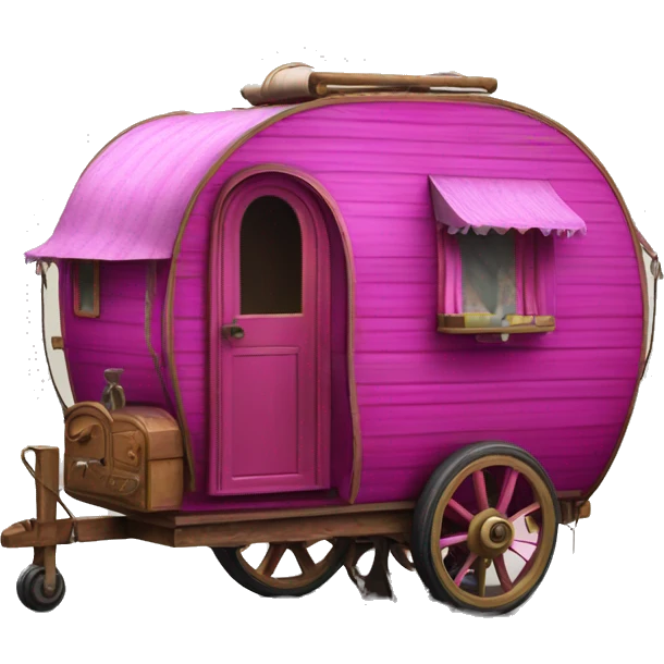 Realistic magenta vintage round gypsy caravan wagon camper emoji