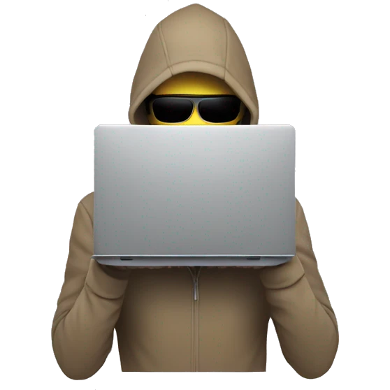 Hacker with completely invisible face and a laptop emoji