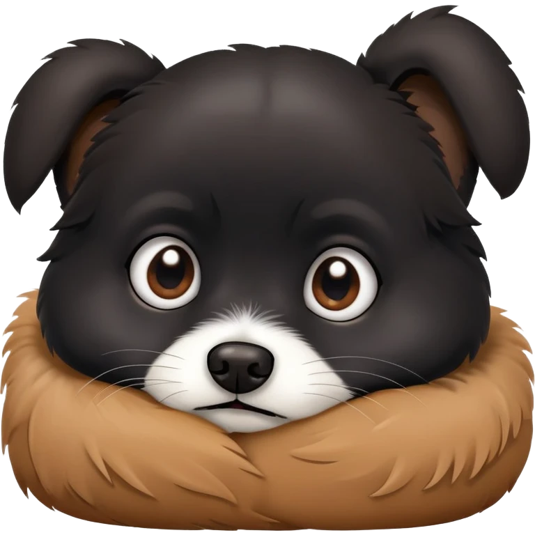 scared single small black dog with white paws curled up emoji