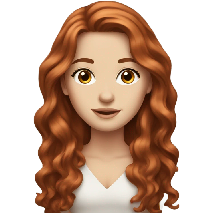 beautiful white girl with long and wavy auburn hair emoji