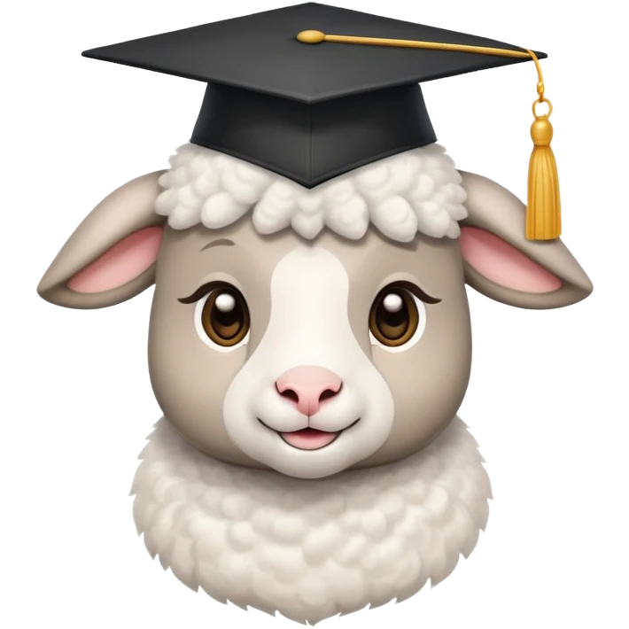 Graduated lamb with hat emoji