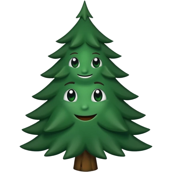 sapin avec des yeux noirs luisants, sourire en coin emoji